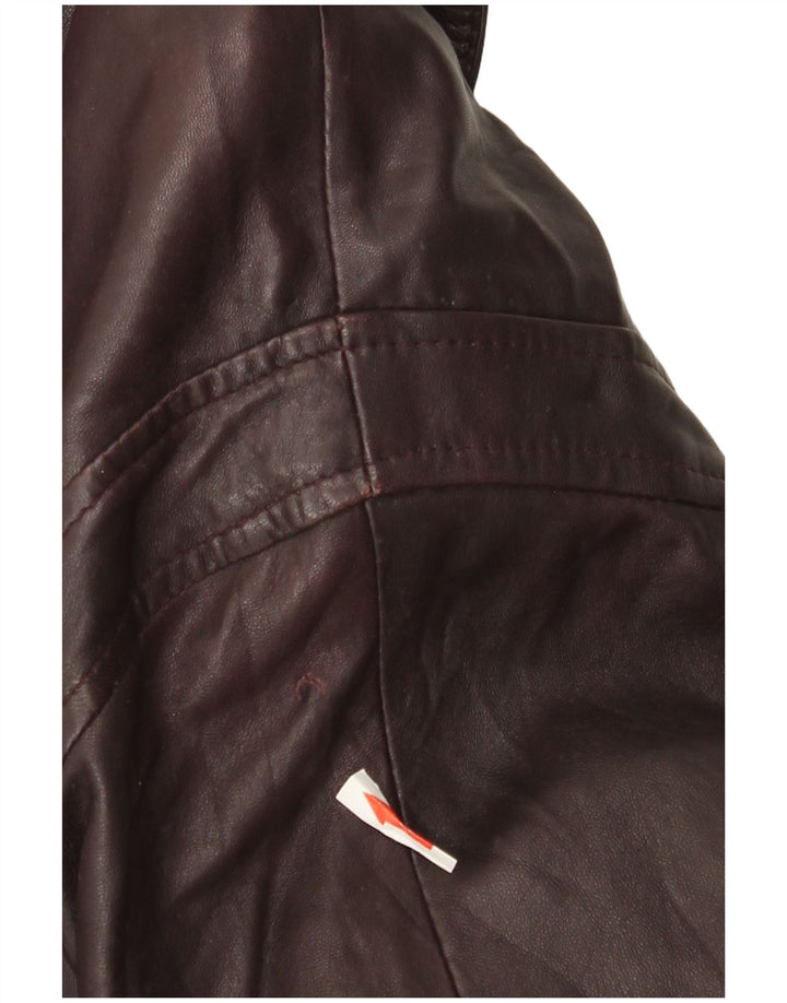 Giacca in pelle da donna vintage IT 42 in pelle bordeaux media