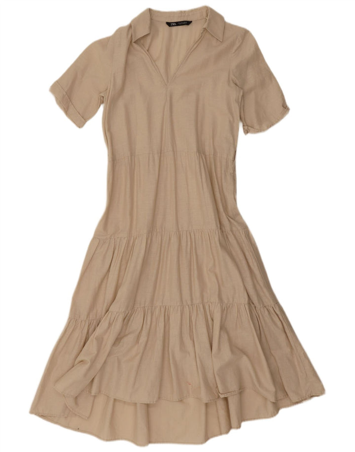 Abito a trapezio da donna Zara UK 10 piccolo beige