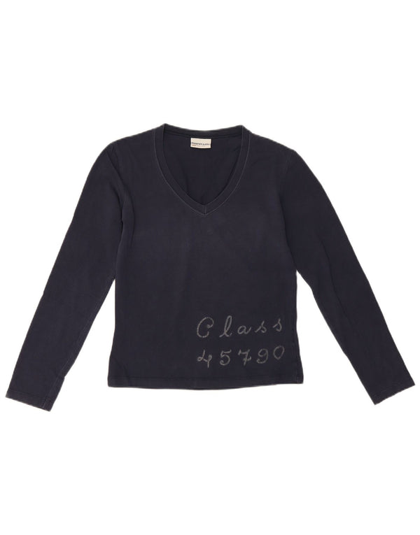 Murphy & Nye Top grafico da donna a maniche lunghe UK 10 Small Blu Navy