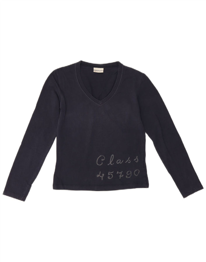 Murphy & Nye Top grafico da donna a maniche lunghe UK 10 Small Blu Navy