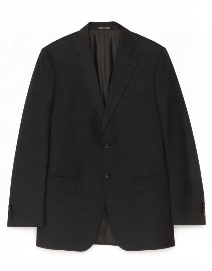 Giacca blazer da uomo a 2 bottoni Pal Zileri IT 50 grande lana gessata nera