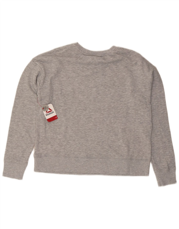Felpa con grafica Reebok da donna, maglione UK 14, color grigio medio