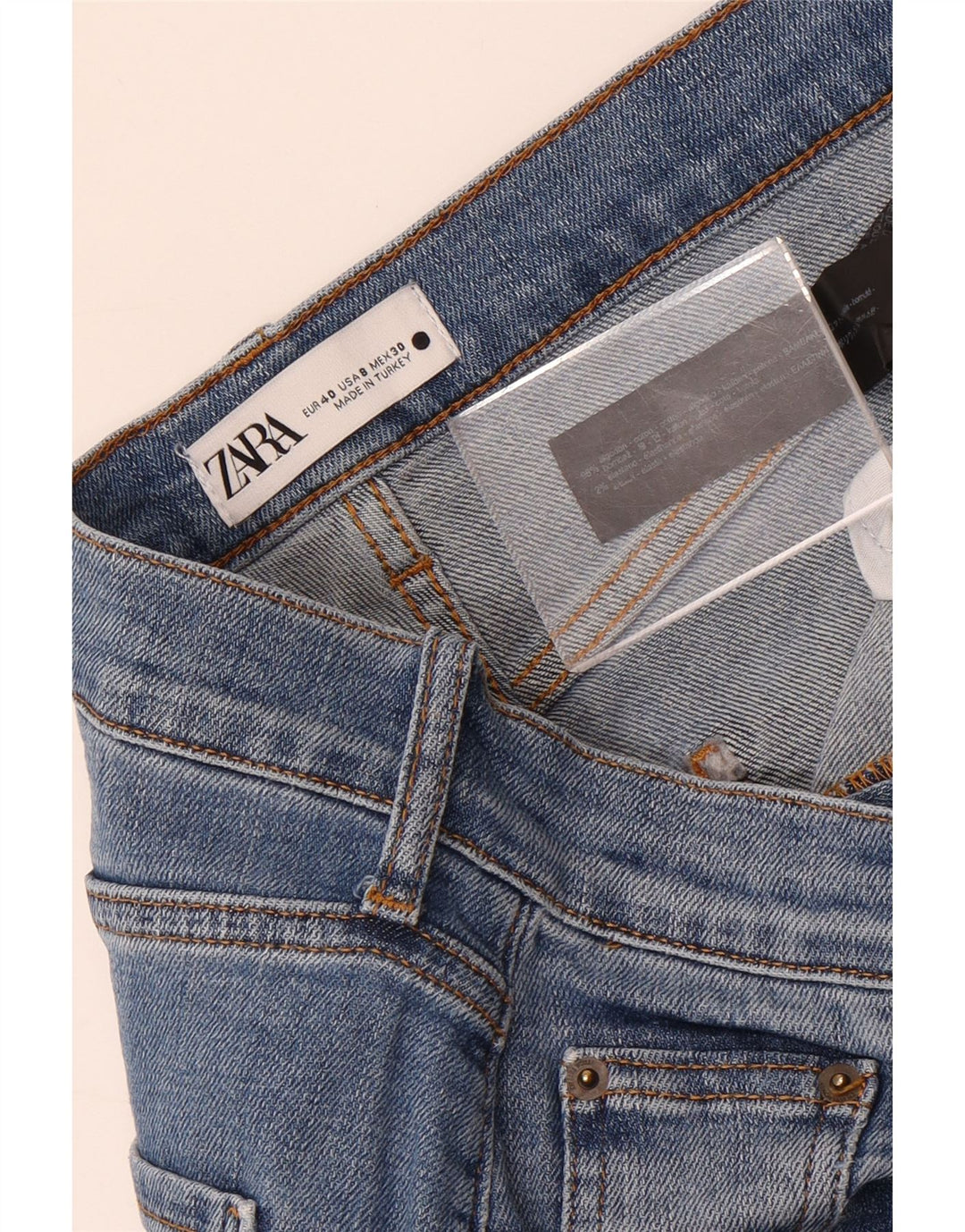 Jeans dritti da donna Zara EU 40 medio W30 L27 cotone blu