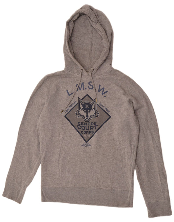Diesel Felpa con cappuccio grafica da uomo XL in cotone chiazzato grigio