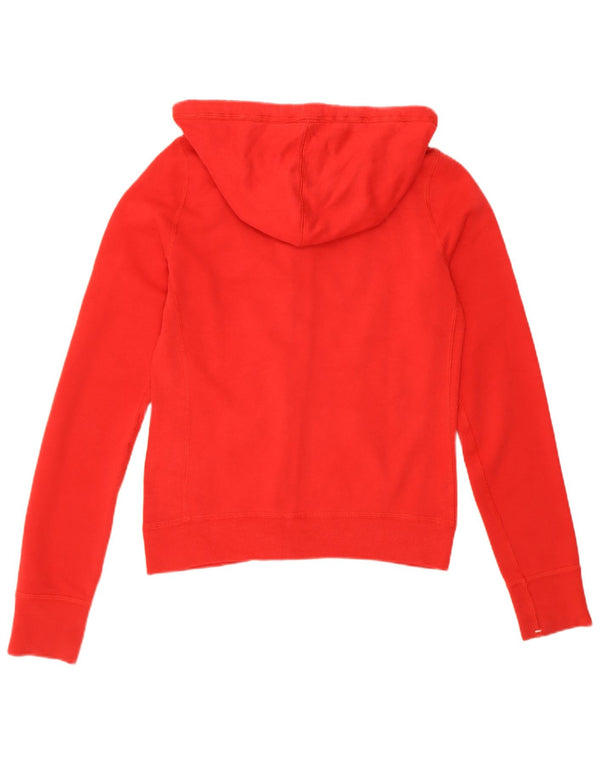 Maglione con cappuccio e zip grafica da donna Abercrombie & Fitch UK 12 rosso medio