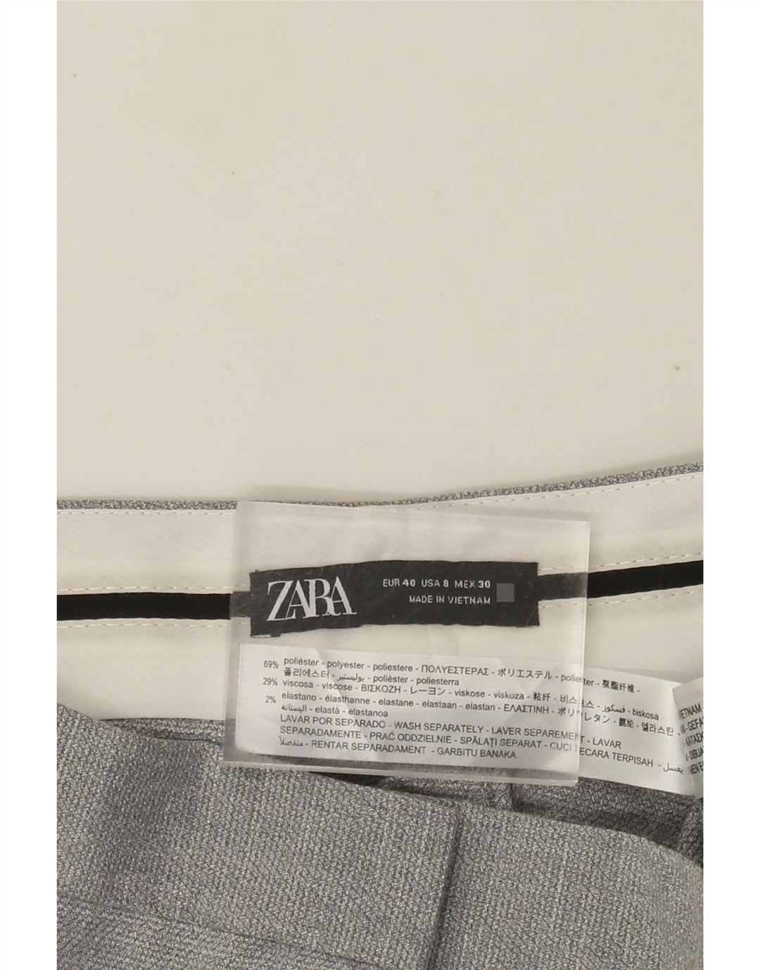 Pantaloni da abito dritti da donna ZARA EU 40 Medium W30 L26 Poliestere grigio