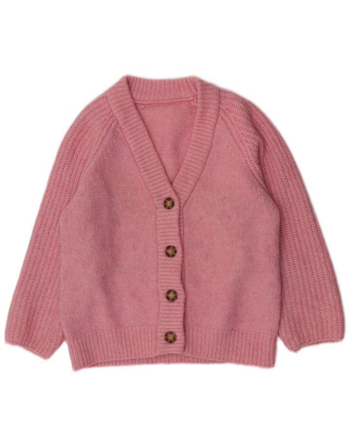 Maglione cardigan da donna vintage UK 14 rosa medio