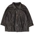 Giacca blazer in pelle vintage da donna a 5 bottoni IT 52 2XL Nera