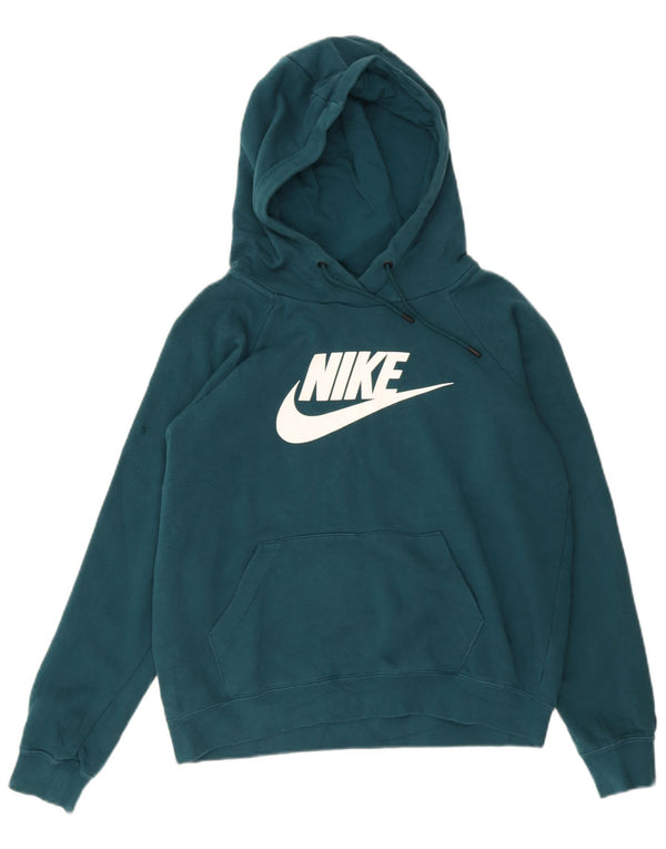 Felpa con cappuccio oversize con grafica Nike da donna UK 10 piccola in cotone blu