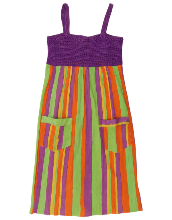 Prendisole vintage da donna UK 8 piccolo a righe multicolori