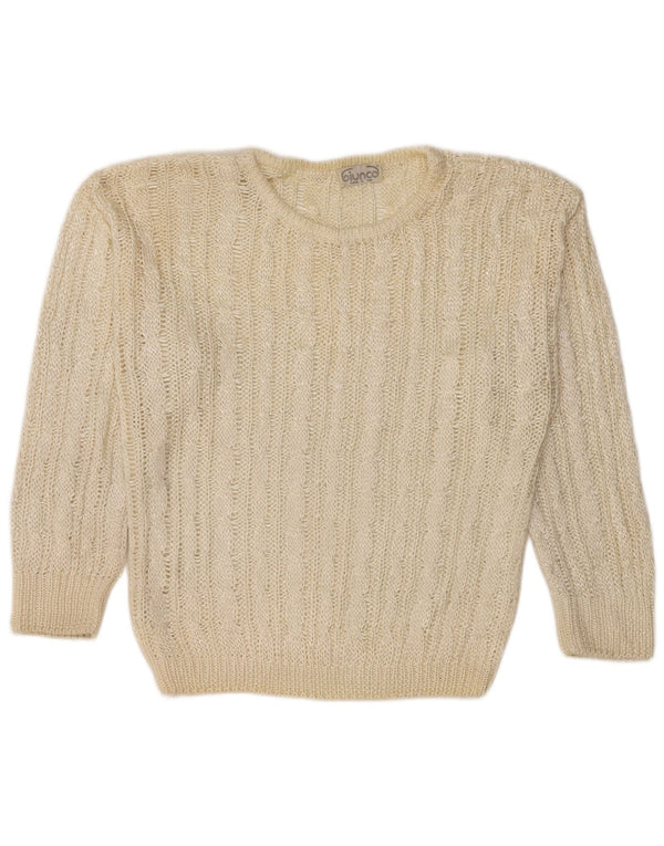 Maglione maglione girocollo da donna Giunco UK 14 medio bianco sporco