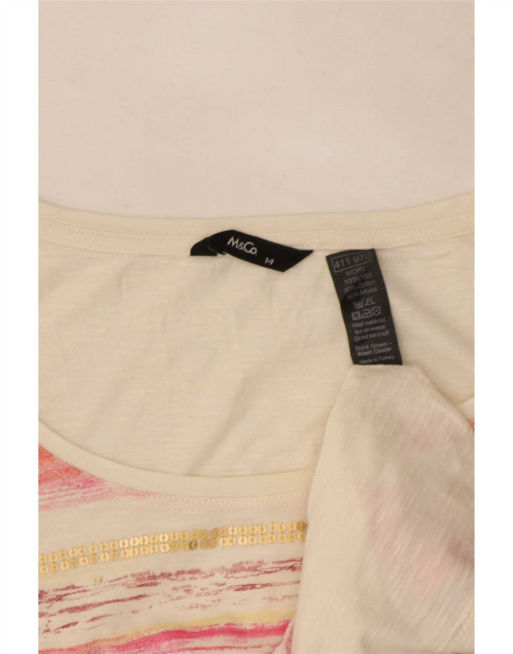 T-shirt da donna M&Co Top UK 14 cotone a righe bianche medie