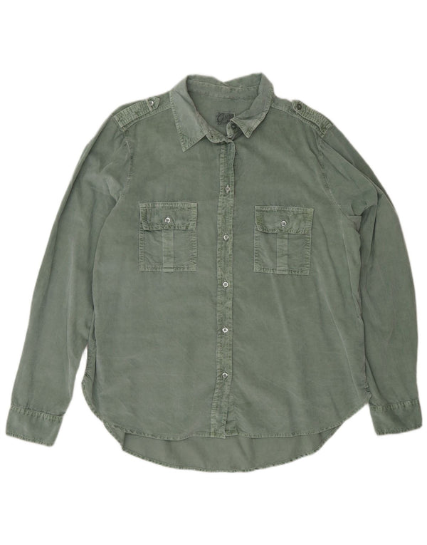 Guess Camicia militare oversize in velluto a coste da donna UK 12 Cotone verde medio