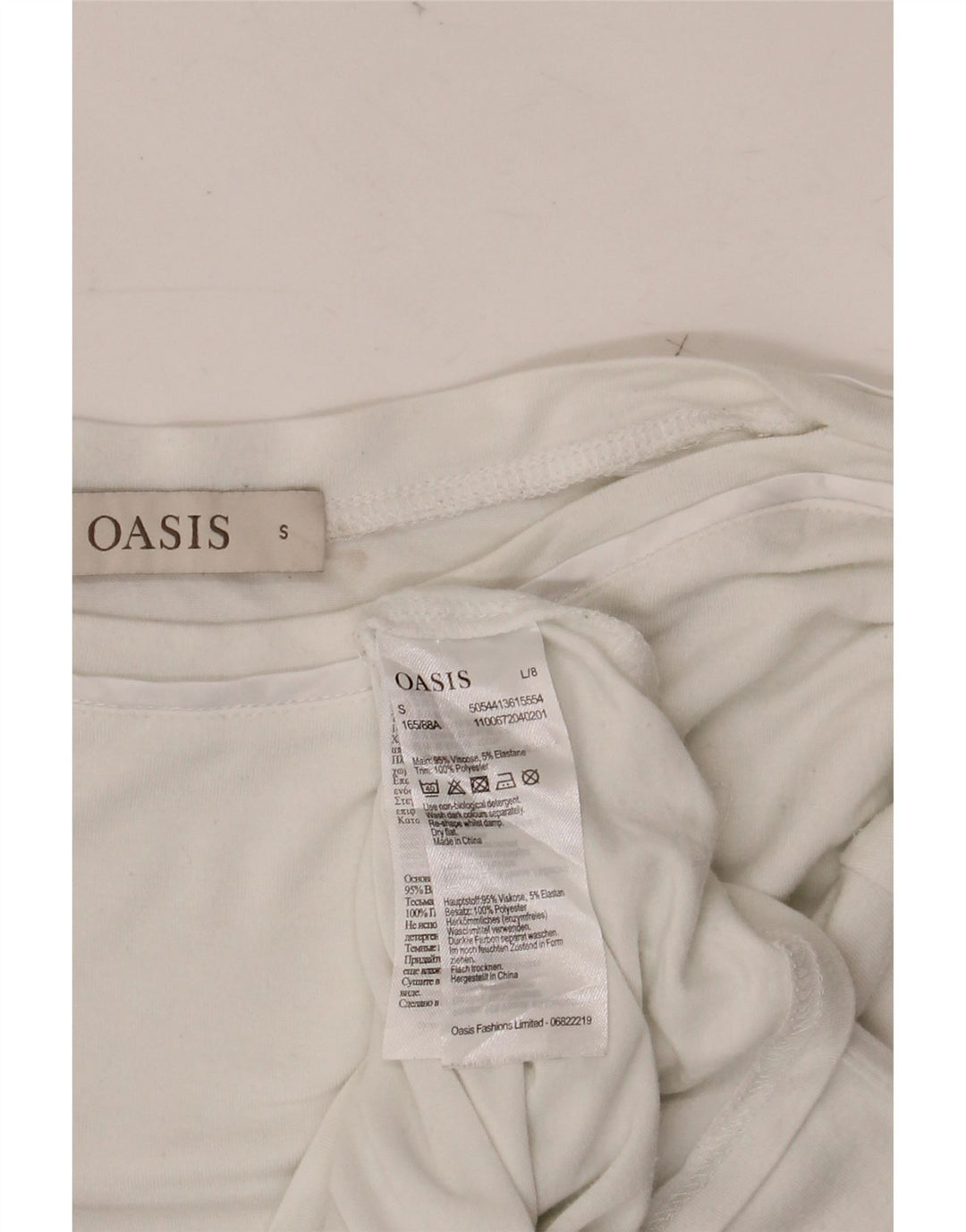 Top da donna a maniche lunghe OASIS UK 10 piccolo bianco in viscosa