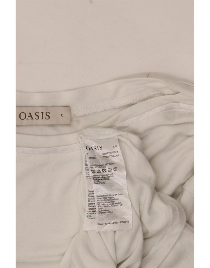 Top da donna a maniche lunghe OASIS UK 10 piccolo bianco in viscosa