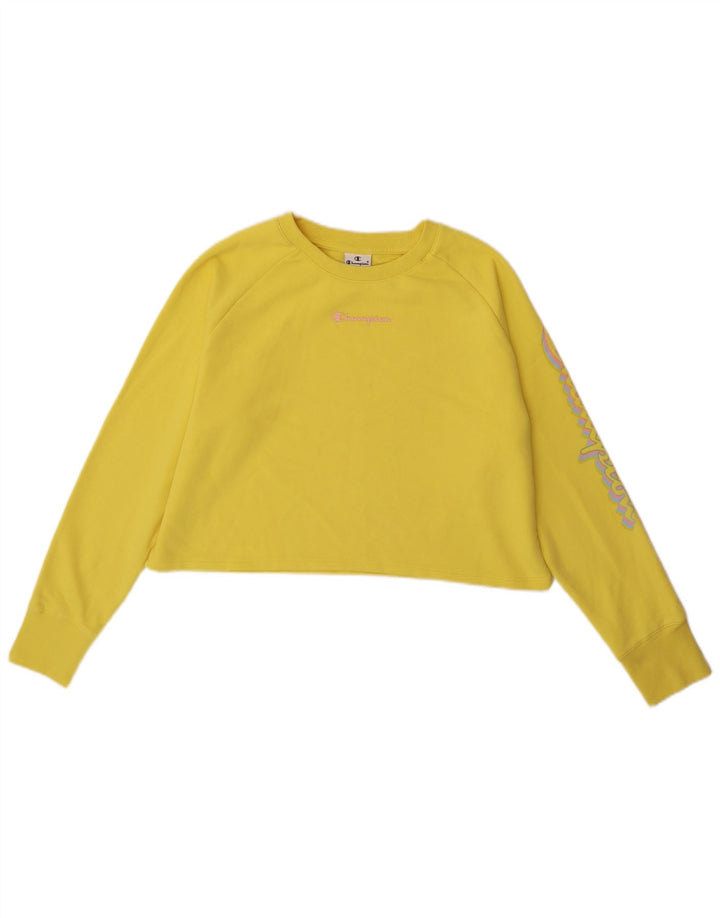 Felpa con grafica corta Champion da donna UK 14 giallo medio