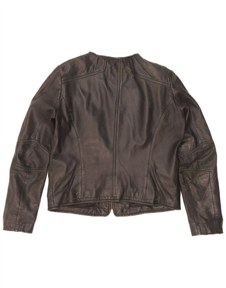 Giacca in pelle corta da donna Mango UK 14 grande pelle nera