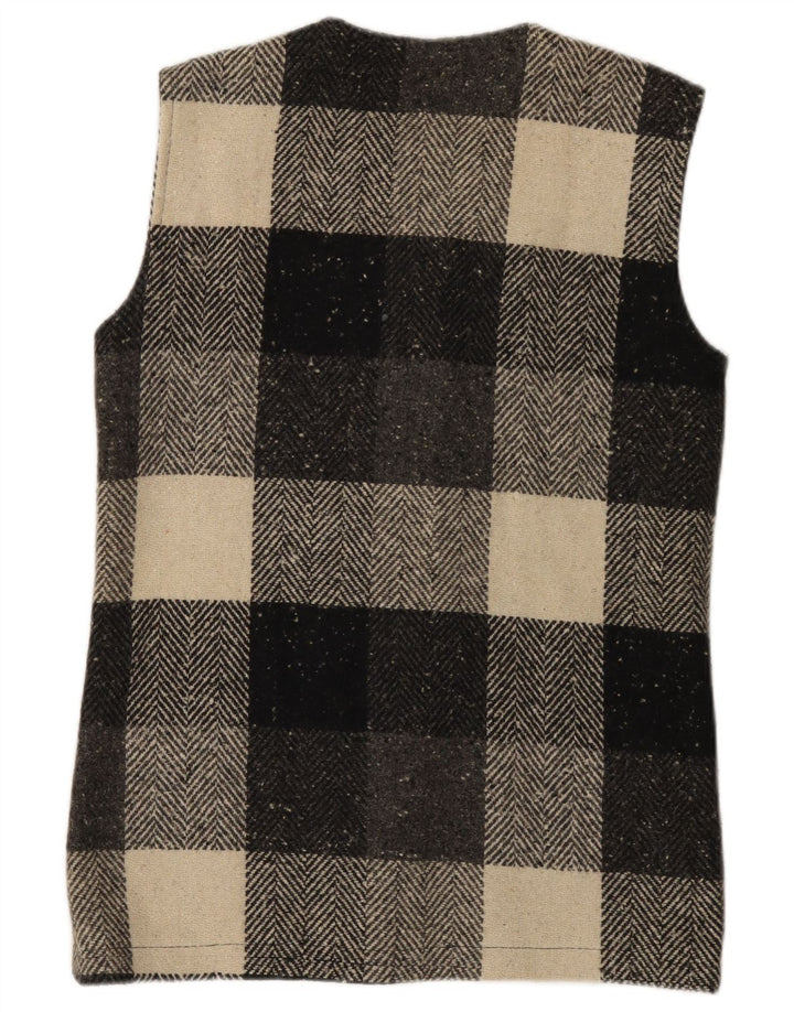 Gilet da donna vintage IT 44 medio in lana a quadri neri