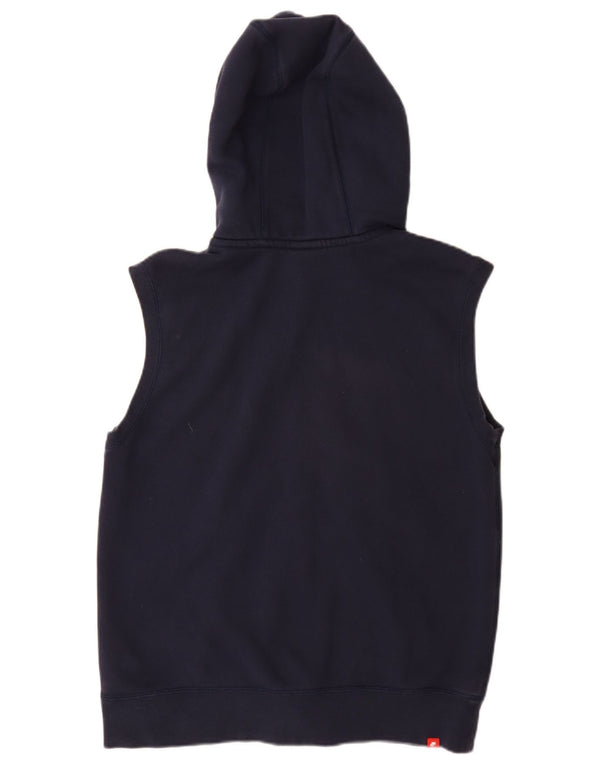 NIKE Felpa con cappuccio e zip senza maniche da donna UK 16 Large Blu Navy in cotone