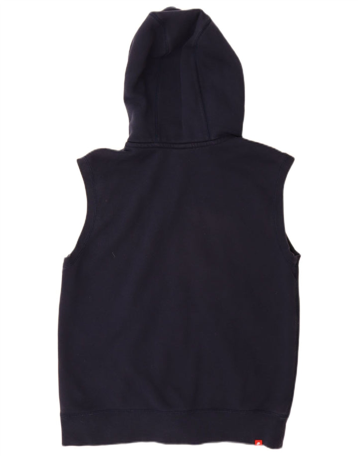 NIKE Felpa con cappuccio e zip senza maniche da donna UK 16 Large Blu Navy in cotone