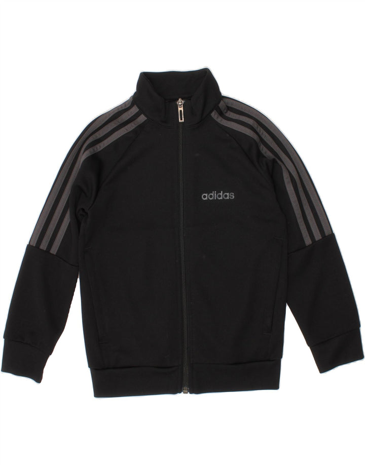 ADIDAS Boys Climalite Tracksuit Top Jacket 5-6 Years Black Polyester Vintage Adidas and Second-Hand Adidas from Messina Hembry 
