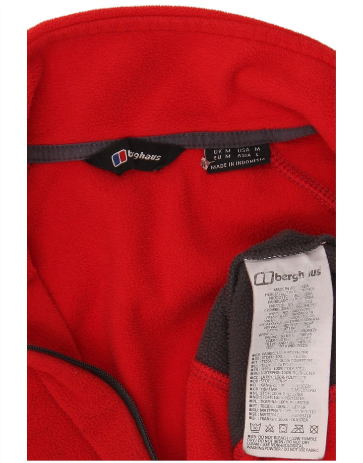 Maglione in pile da uomo Berghaus con zip e collo in poliestere color block rosso medio