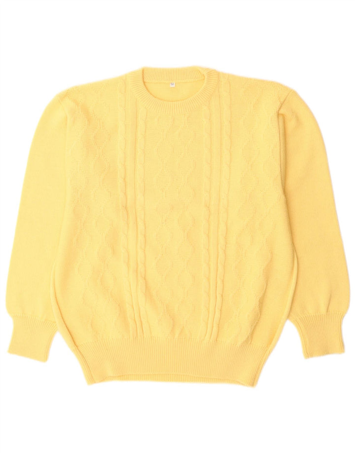 Maglione vintage da uomo girocollo IT 50 in lana giallo medio