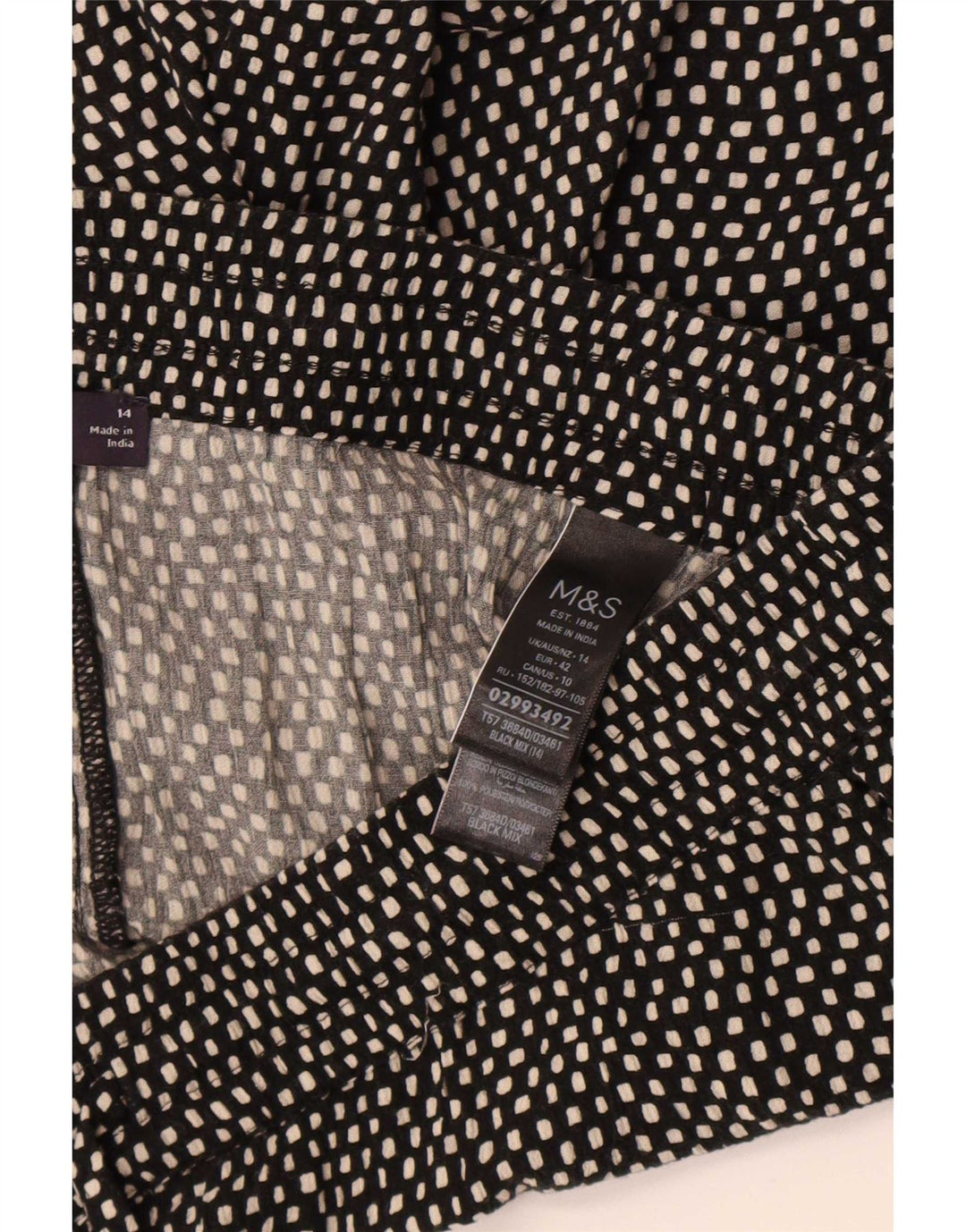 Pantaloncini chino da donna Marks & Spencer UK 14 Large W34 neri maculati