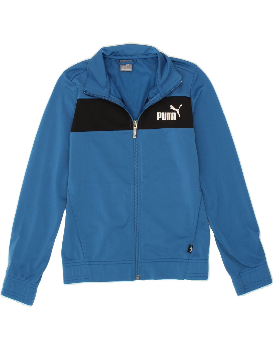 PUMA Boys Graphic Tracksuit Top Jacket 9-10 Years Blue Colourblock Vintage Puma and Second-Hand Puma from Messina Hembry 