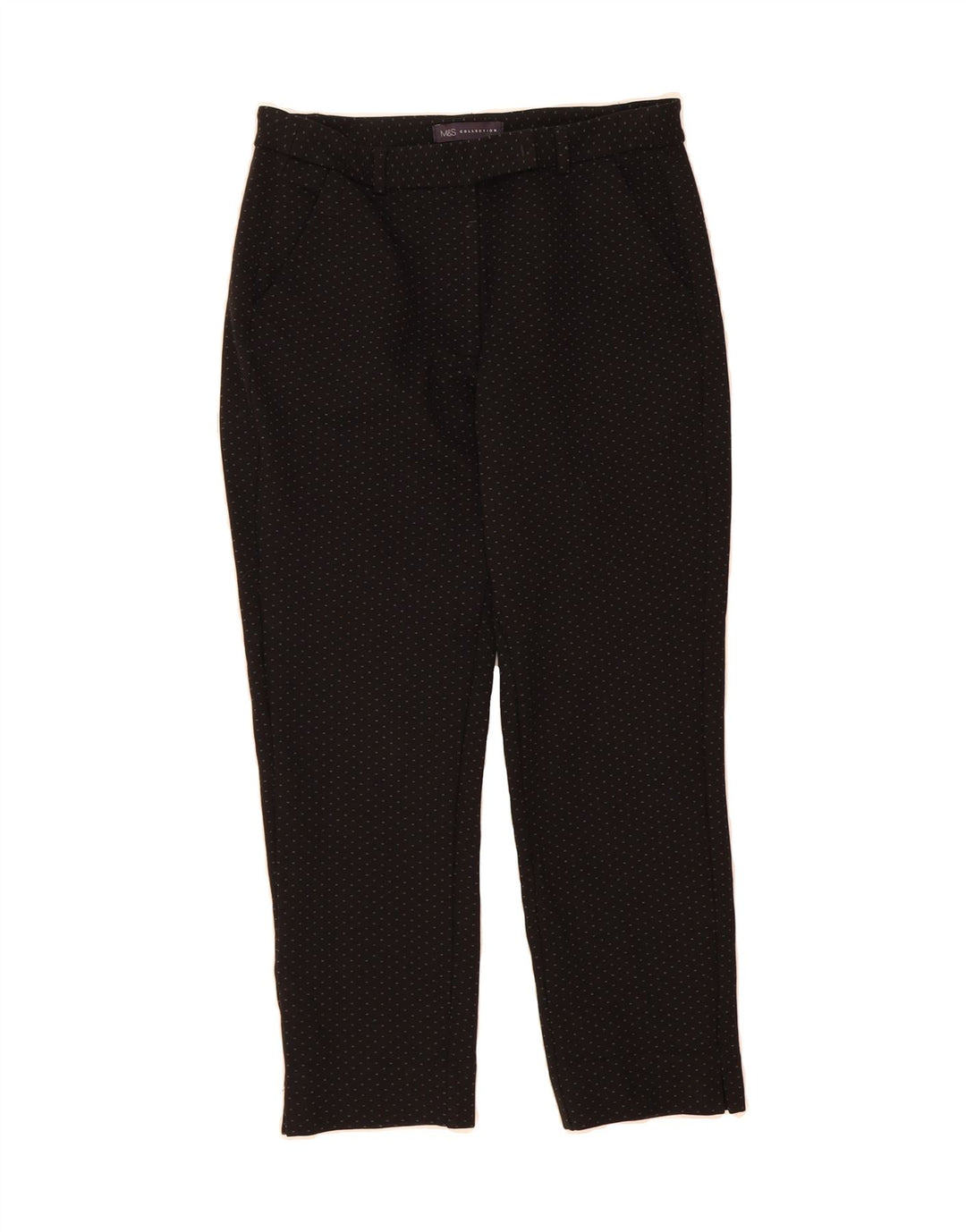MARKS & SPENCER Womens Slim Cropped Trousers W30 L25 Black Spotted Vintage Marks & Spencer and Second-Hand Marks & Spencer from Messina Hembry 