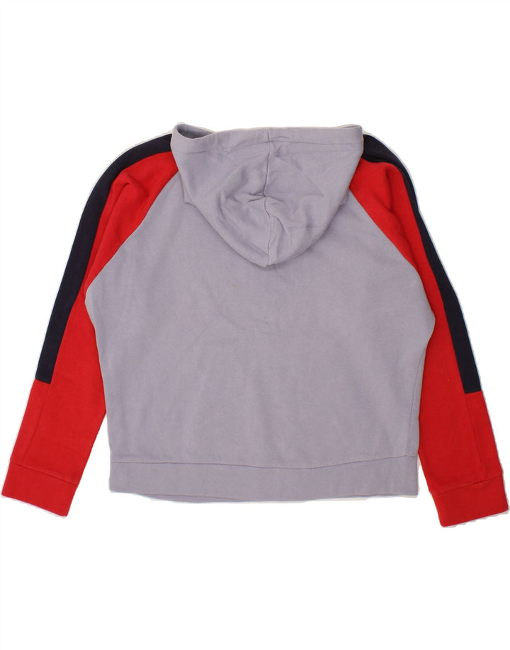 REEBOK Womens Oversized Hoodie Jumper UK 14 Medium Purple Colourblock Vintage Reebok and Second-Hand Reebok from Messina Hembry 
