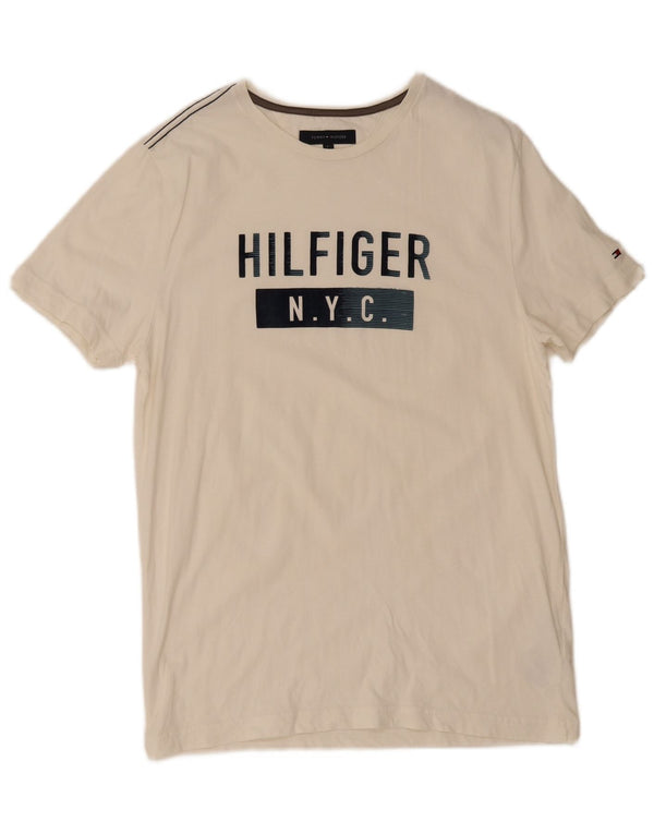 T-shirt grafica da uomo Tommy Hilfiger Top grande in cotone bianco