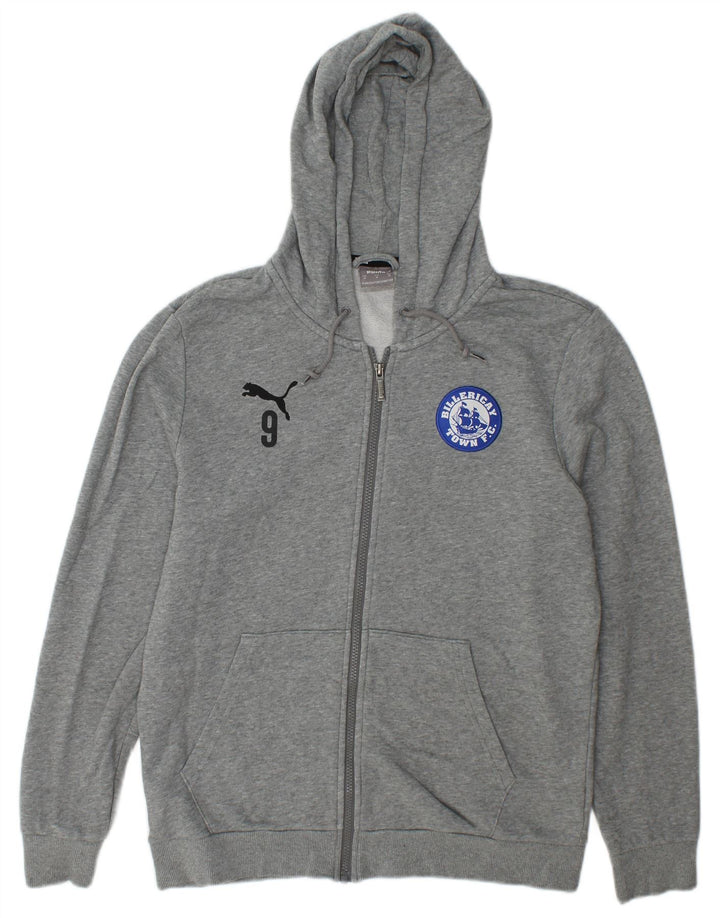 Felpa con cappuccio e zip grafica da uomo Puma in cotone grigio medio