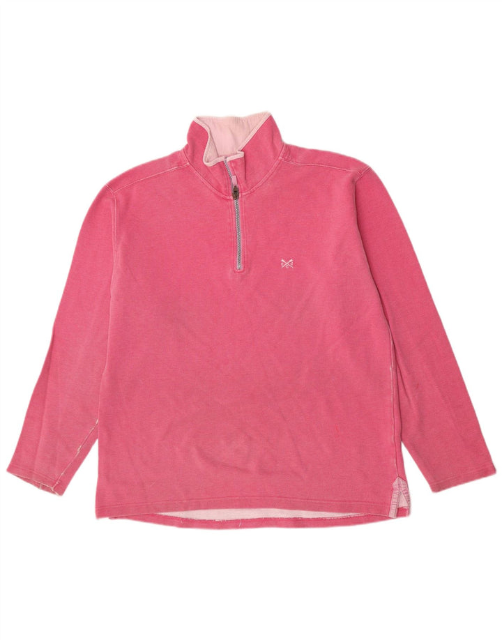 Crew Clothing Felpa con collo con zip da uomo Maglione piccolo in cotone rosa