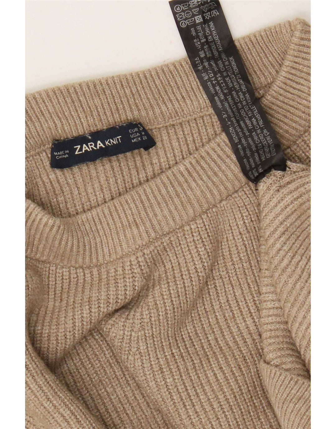 Maglione corto con scollo a barca oversize corto da donna Zara UK 14 Marrone medio