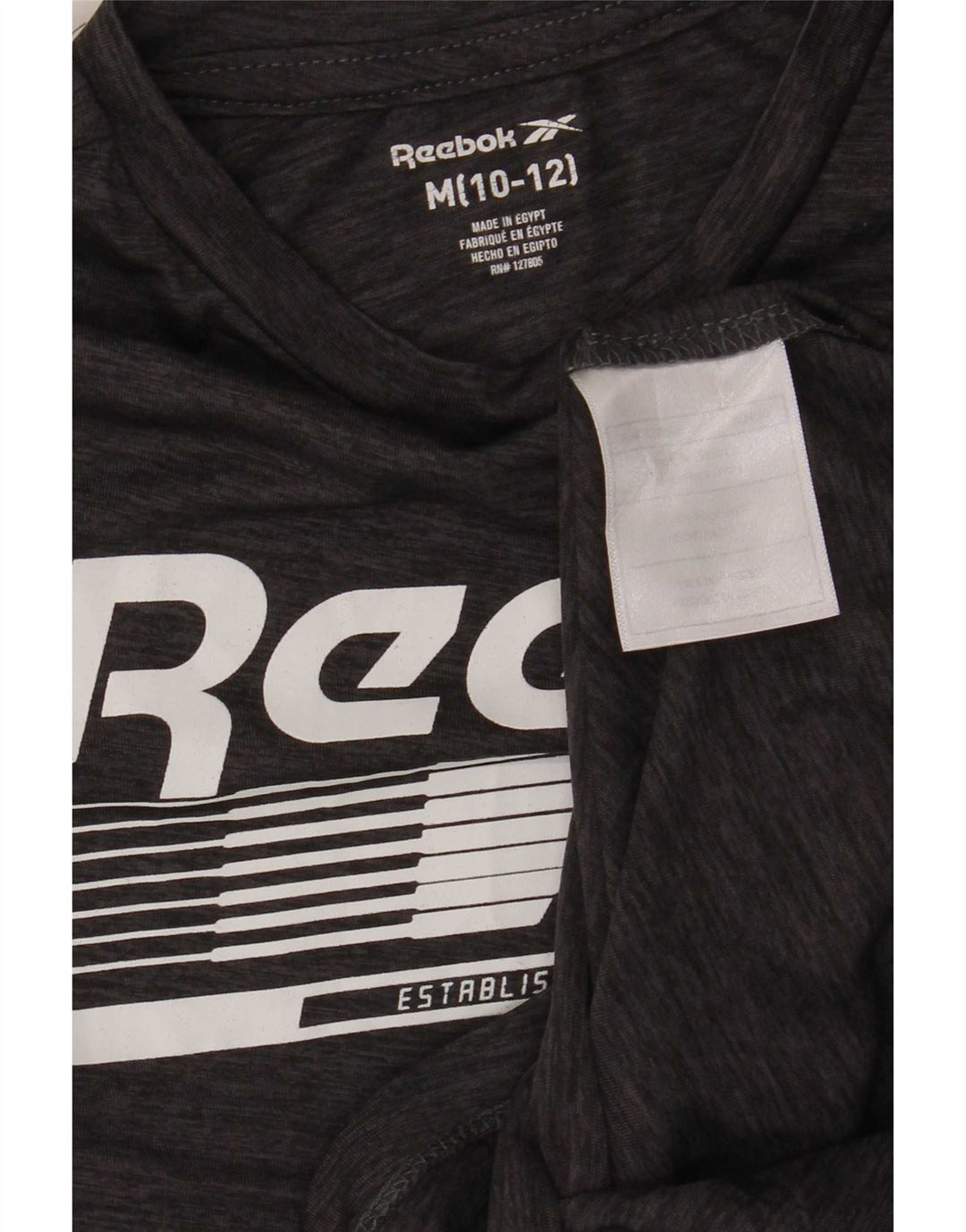 T-shirt grafica Reebok da bambino 10-11 anni in poliestere grigio medio