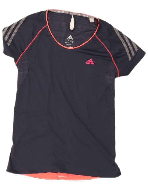 T-shirt Adidas Climalite da donna Top UK 8/10 Small Poliestere blu navy
