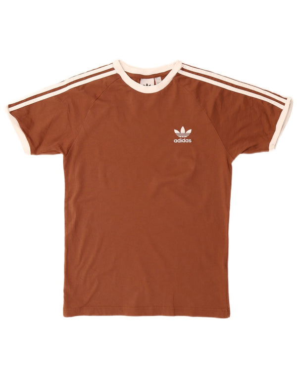 Maglietta Adidas da uomo Top Small in cotone marrone