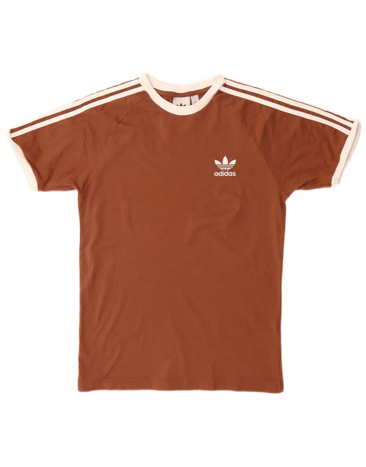 Maglietta Adidas da uomo Top Small in cotone marrone