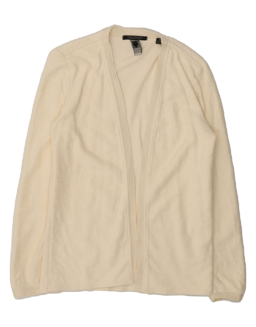 SCOTCH & SODA Womens Open Cardigan Sweater UK 12 Medium Off White Cotton Vintage Scotch & Soda and Second-Hand Scotch & Soda from Messina Hembry 