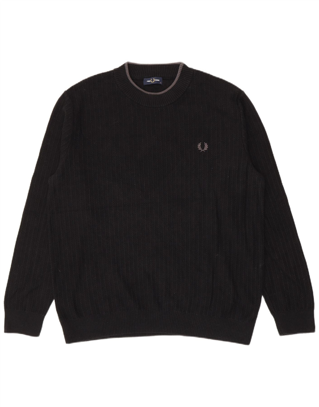 Maglione maglione girocollo da uomo Fred Perry XL in cotone nero