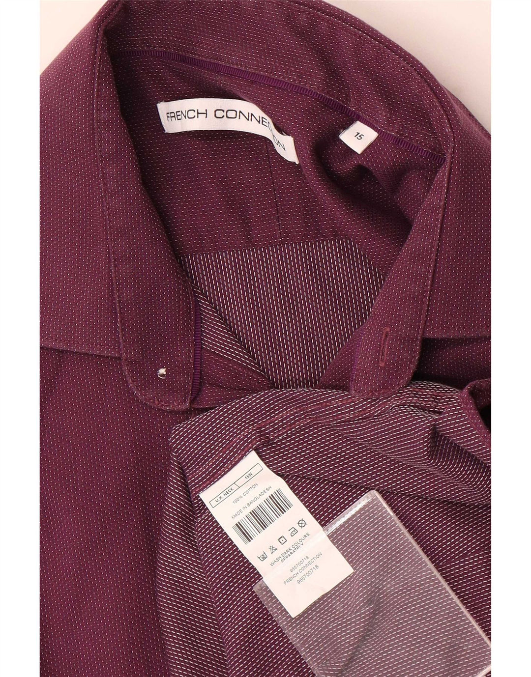 Camicia da uomo French Connection taglia 15 cotone maculato viola medio