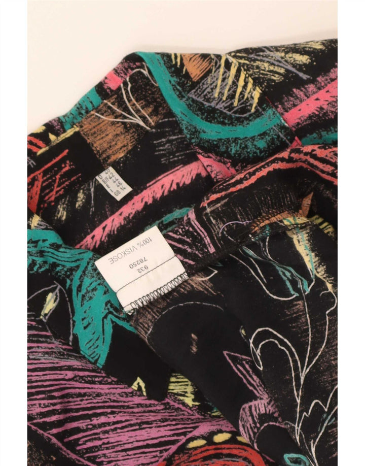 Camicetta camicia vintage da donna UK 14 grande viscosa patchwork multicolore