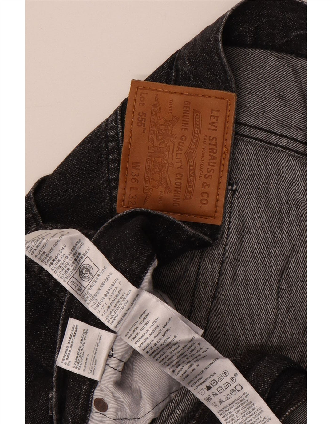 Jeans dritti da uomo LEVI'S vestibilità rilassata W36 L32 cotone nero