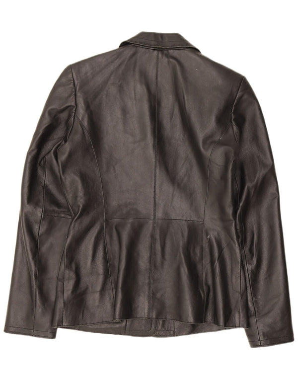 Giacca blazer in pelle da donna a 2 bottoni Cofi UK 12 media nera
