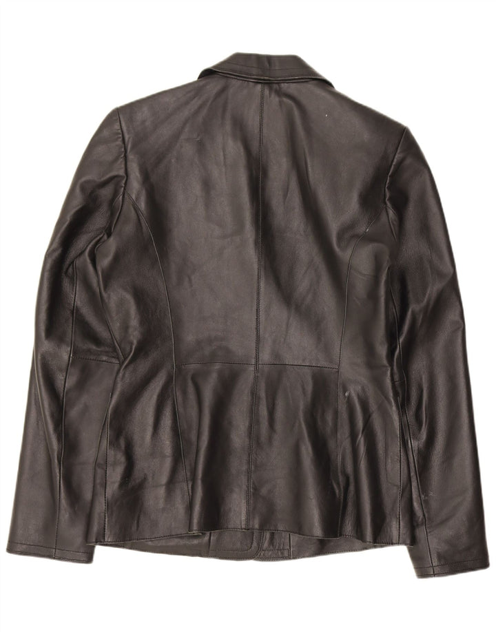 Giacca blazer in pelle da donna a 2 bottoni Cofi UK 12 media nera