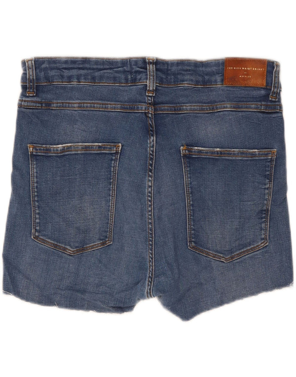Pantaloncini di jeans skinny a vita alta da donna Zara EU 44 XL W34 Blu