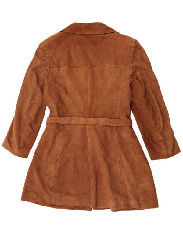 Soprabito vintage da donna in pelle scamosciata IT 52 2XL in pelle marrone