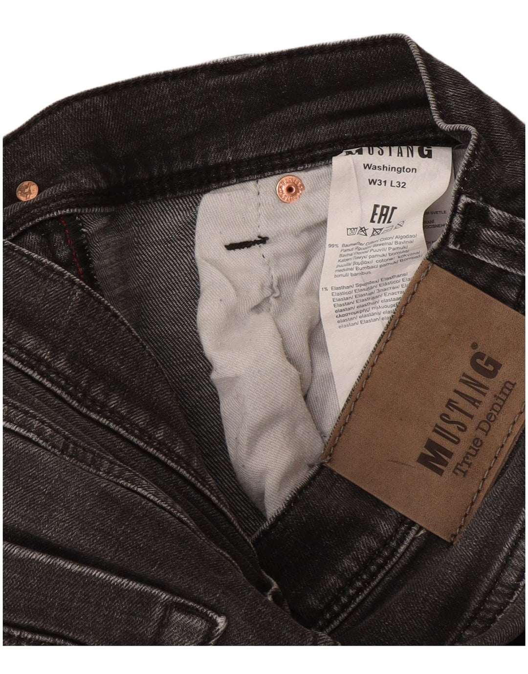 Jeans dritti Washington da uomo Mustang W31 L32 cotone grigio