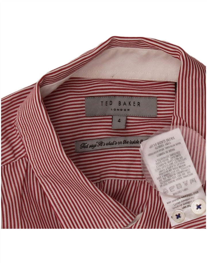 TED BAKER Mens Shirt Size 4 Large Red Pinstripe Cotton